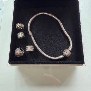 PANDORA bracelet and charms